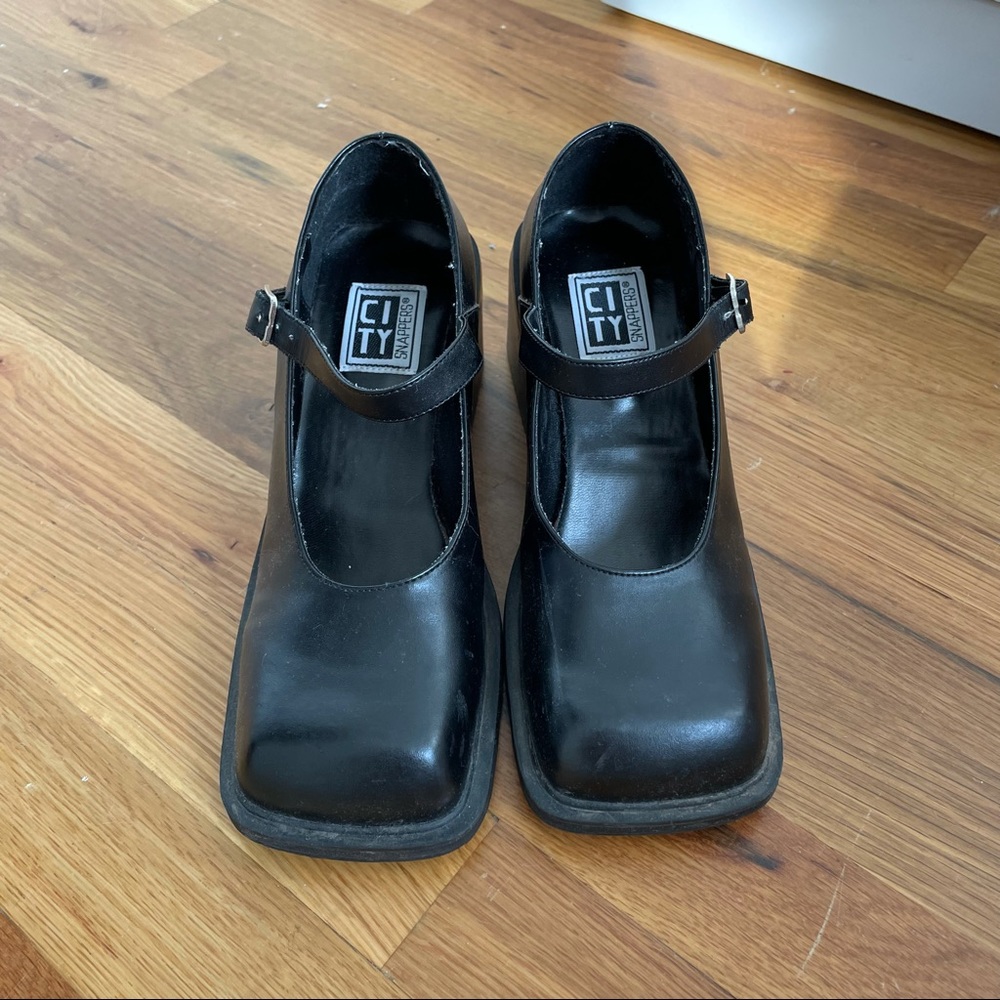 square toe block heel mary janes
